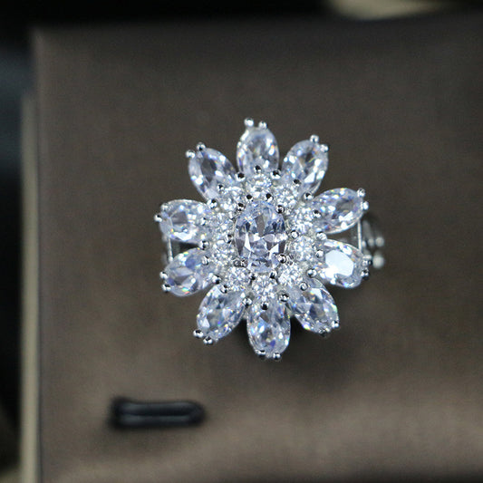 Bride Wedding Jewelry Suit Zircon Tassel Silver White Necklace Full set, Earrings, bracelet & ring Zircon Four-piece Set