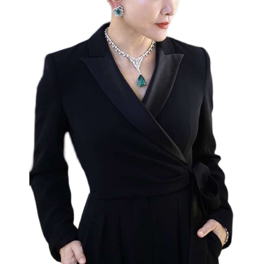 Ethereal Emerald Elegance: Silver Gold-Plated Necklace with Moissanite Diamond Accents